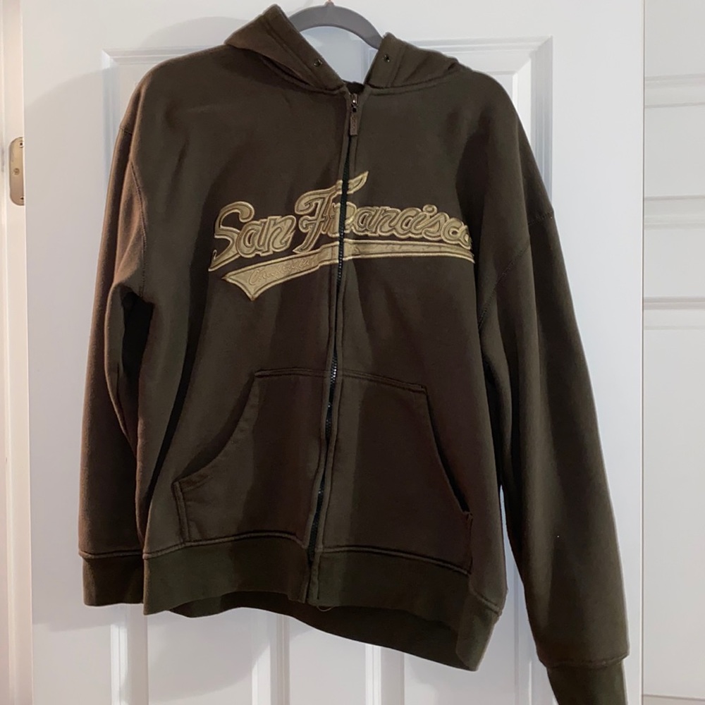 San Fransico Green Zip Up Hoodie Size Large